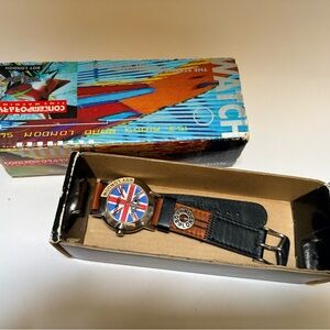 Boy London | Vintage 90s Union Jack 35mm Watch w/ Leather Strap NOT TESTED